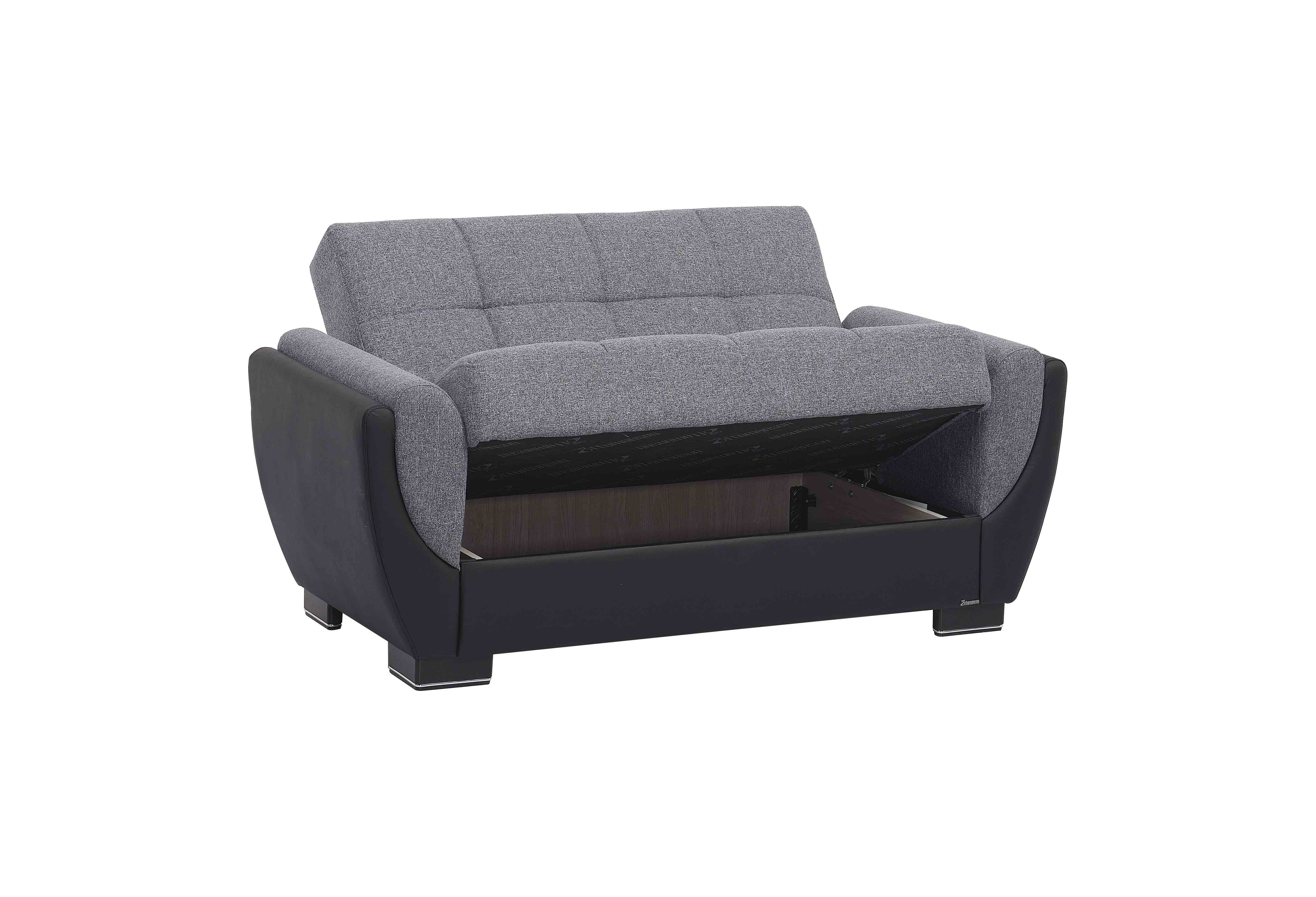 Ottomanson Convertible Sleeper Loveseat with Hidden Storage, Firm Seating, Gray