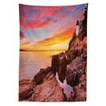 thumbnail image 3 of Ambesonne Nature Tablecloth Rectangular Table Cover, Harbor Sea Shore Sky, 60"x90", Multicolor, 3 of 4
