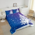 thumbnail image 4 of Christmas Comforter Set ,Ombre Gradient Bedding Set,Christmas Snowflake Tree Duvet Insert,Winter Snow Quilt Set,Blue Purple Quilted Duvet,Soft 2 Piece For All Season, 4 of 6