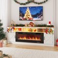 thumbnail image 3 of Fireplace TV Stand for 80/85/90 Inch TV with 50" Electric Fireplace, 82.7" Farmhouse Entertainment Center with LED Lights, Tall Media Console with Barn Door for Living Room, Bedroom, 3 of 6