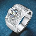 thumbnail image 4 of Rose Gold Ring Men's 18K Gold-Plated Sterling Silver Ring One Carat Trendy Domineering Moissanite Hip Hop Ring,Women's Wedding Rings, 4 of 5