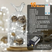 LAMPHOME Fairy Lights Plug in, 33Ft 100 LEDs Waterproof Twinkle Firefly Lights, Adaptor Included, Starry String Lights for Wedding Indoor Outdoor Christmas Patio Garden Decoration, White