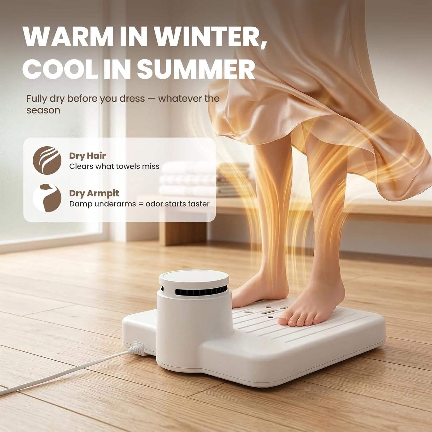 Body Dryer After Shower, Body Care Dryer for Bathroom, Luxury Body Care Dryer, Strong Cold/Warm Breeze, Waterproof Eco-Friendly Body and Feet Dryer