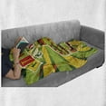 thumbnail image 6 of Fiesta Soft Flannel Fleece Blanket, Sprites with Sombrero Maracas Mustache Mexican Hand Drawn Illustration, Cozy Plush for Indoor and Outdoor Use, 50" x 60", Green Yellow Vermilion, by Ambesonne, 6 of 6