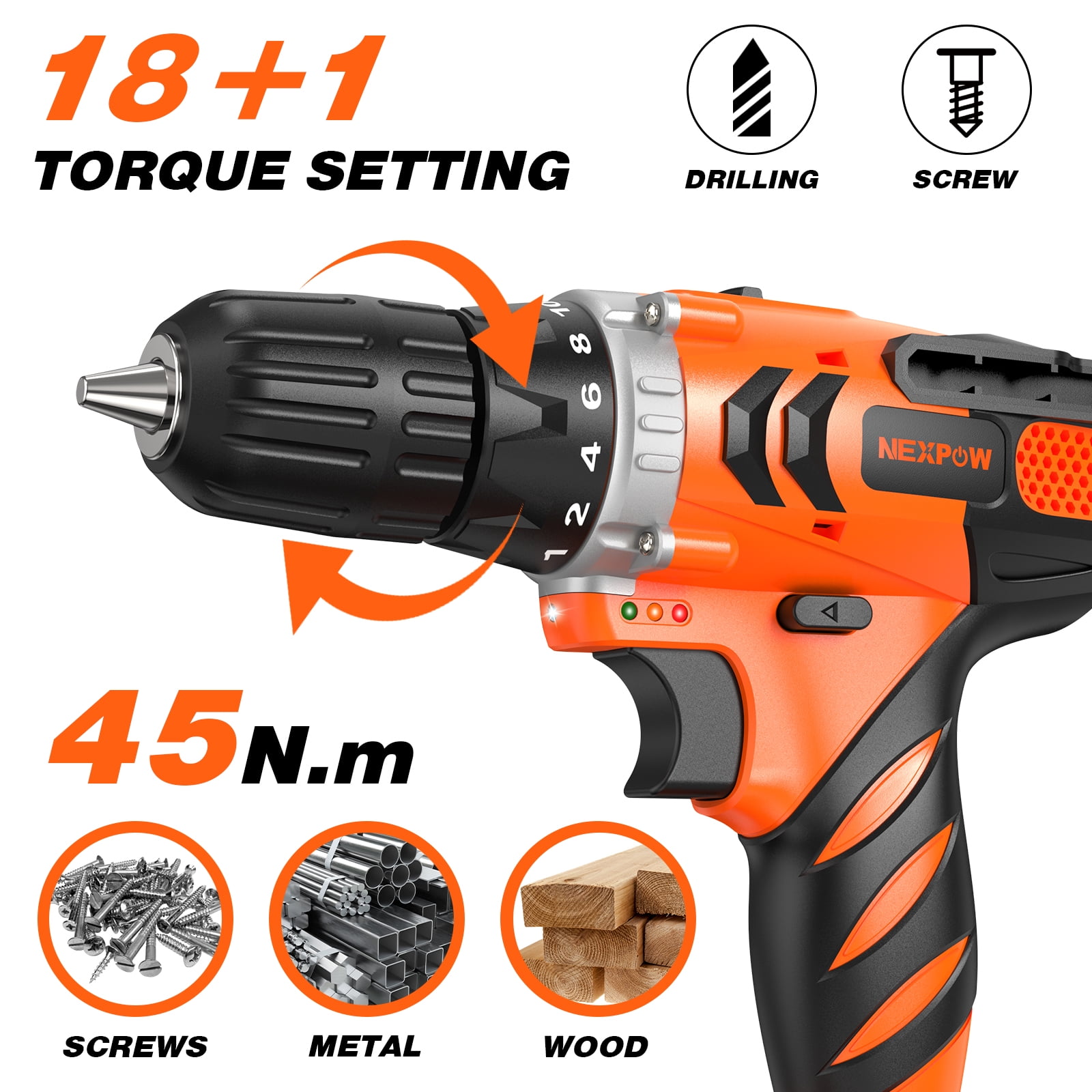 NEXPOW 24V Cordless Drill-Brushless Power Drill Set, Bahrain Ubuy