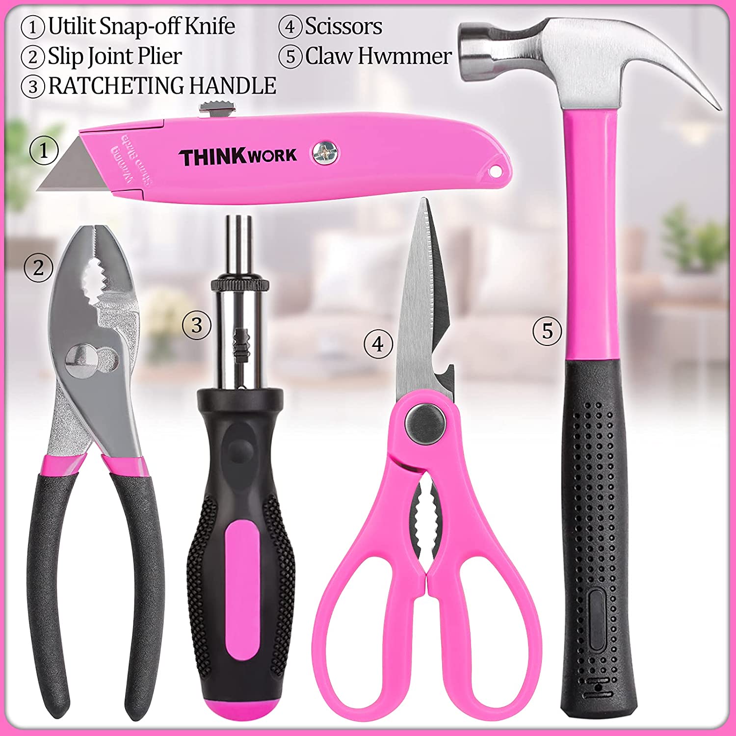 THINKWORK 41-Piece Pink Tool Kit with Electric Screwdriver photo 4