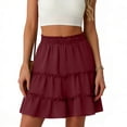thumbnail image 3 of Women's Bohemian Skirt with Built-in Shorts, Tiered Ruffle Flowy Mini Skirt, Casual Beach Skirt for Vacation, Summer and Festival,Wine,2XL, 3 of 6