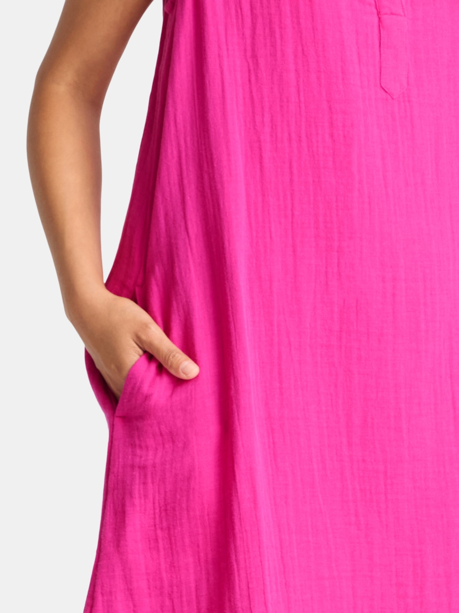 Time and Tru Women's Cotton Double Cloth Shift Dress, Sizes XS-XXXL
