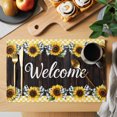 thumbnail image 2 of Yellow Sunflower Placemats Set of 2, Plaid Black Bows Plank Country Washable Wipeable Table Mats for Dining Tables, Indoor Outdoor Kitchen Place Mats for Holiday Party Table Decor, 2 of 9