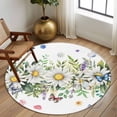 thumbnail image 2 of Round Rugs 6 Ft, Spring Daisy Leaves Non Slip Area Rugs for Kitchen Bedroom Entryway, Farmhouse Watercolor Flowers Butterfly Washable Carpet Runner Rug Floor Mats for Bedroom Home Decor, 2 of 8