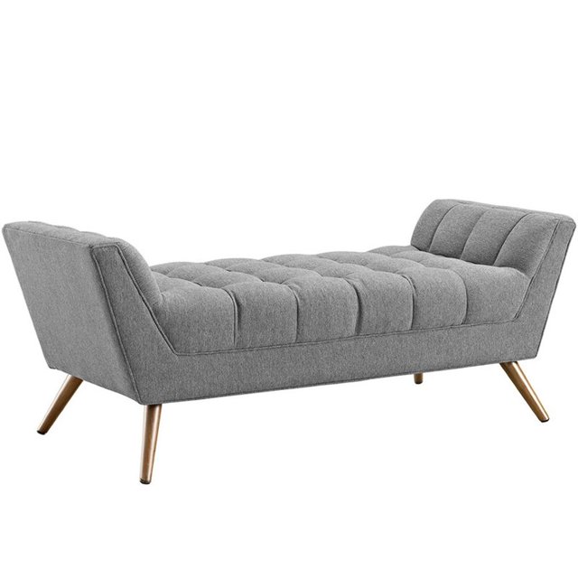Hawthorne Collection Fabric Bedroom Bench in Expectation Gray