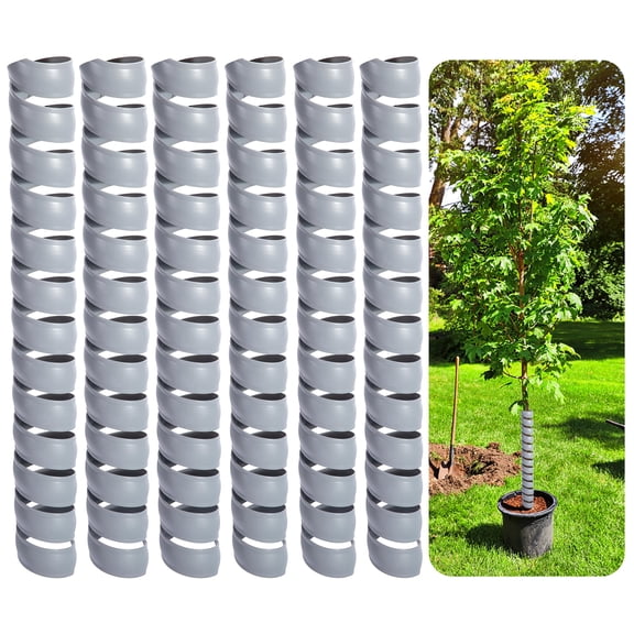 Ebaokuup 6 Pcs 2 Size Plastic Spiral Tree Guards for Sapling Protection Gray