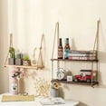 thumbnail image 4 of Wooden Floating Shelves for Wall Plant Flower Wood Swing Hanging Rope Storage Home Living Room Decor 1/2/3-tier, 4 of 9