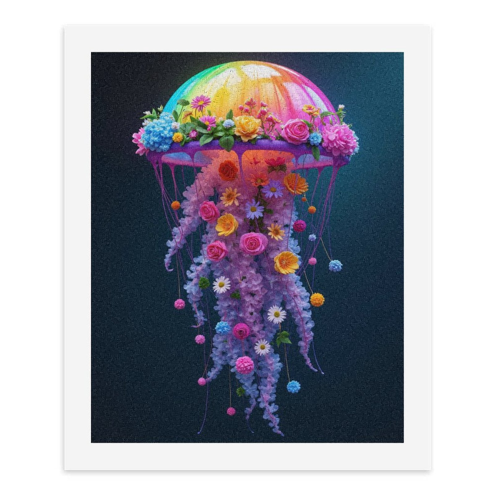 Paint By Numbers Kit for Adults Beginner - DIY Colorful Floral Jellyfish Art Canvas Painting Kits for Adults, Frameless Paint By Number for Adults for Home Wall Decor 16x20 Inch