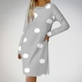 thumbnail image 2 of Sexlip Womens Long Sleeve Polka Dot Midi Dress V Neck Design Soft Fabric Relaxed Silhouette for Office Wear Gray M, 2 of 7