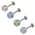 thumbnail image 4 of Labret Monroe Surgical Steel 14G Cube Shape with Jewels - 4 Colors Available, 4 of 12
