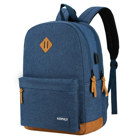 SUPACOOL Lightweight Carry-on Travel Laptop Backpack with USB Charging Port For Men and Women, Large Backpack for College,Daypack for Trip, Work Bag(Navy Blue)