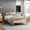 Natural3, variant on LHYY Mid-Century Modern Design Twin Platform Bed 1pc Natural Finish Wooden Bedroom Furniture Vertical Slats Headboard,Bed in a Box