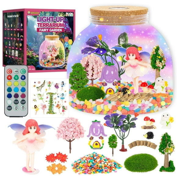 Terrarium Fairy Garden, lámpara LED para niñas de 4 a 8 años, de Ednzion