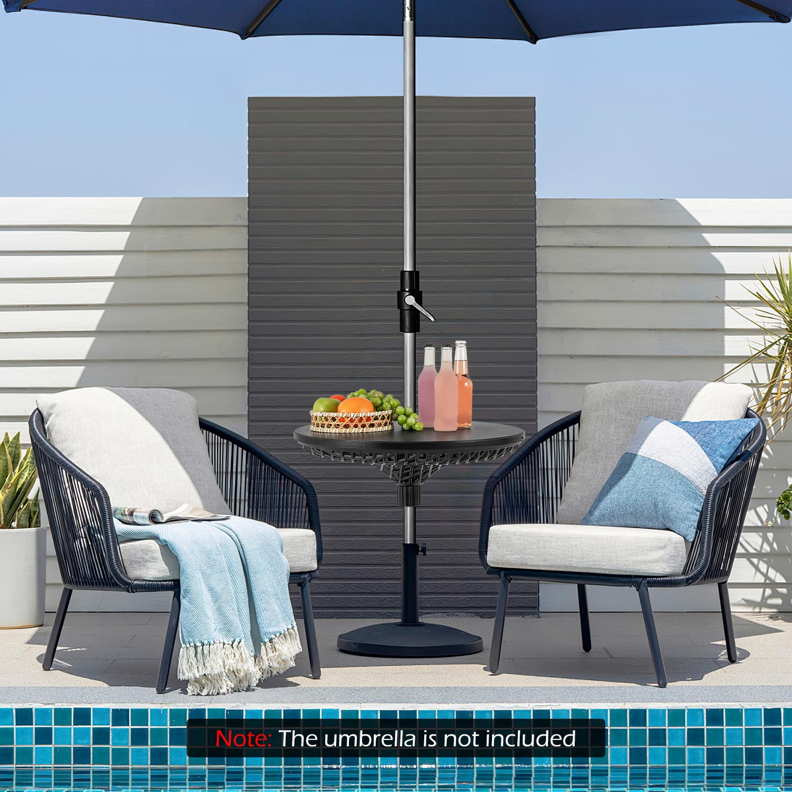 Topbuy Patio Umbrella Table Tray 23" Outdoor Round Adjustable Umbrella Table