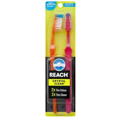 REACH Crystal Clean Value Pack Adult Toothbrushes Soft 2 ea (Pack of 2)
