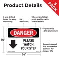 thumbnail image 2 of Please Watch Your Step [Down Arrow] OSHA Danger Aluminum Sign 14 Inch x 10 Inch - 5 Pack, 2 of 8
