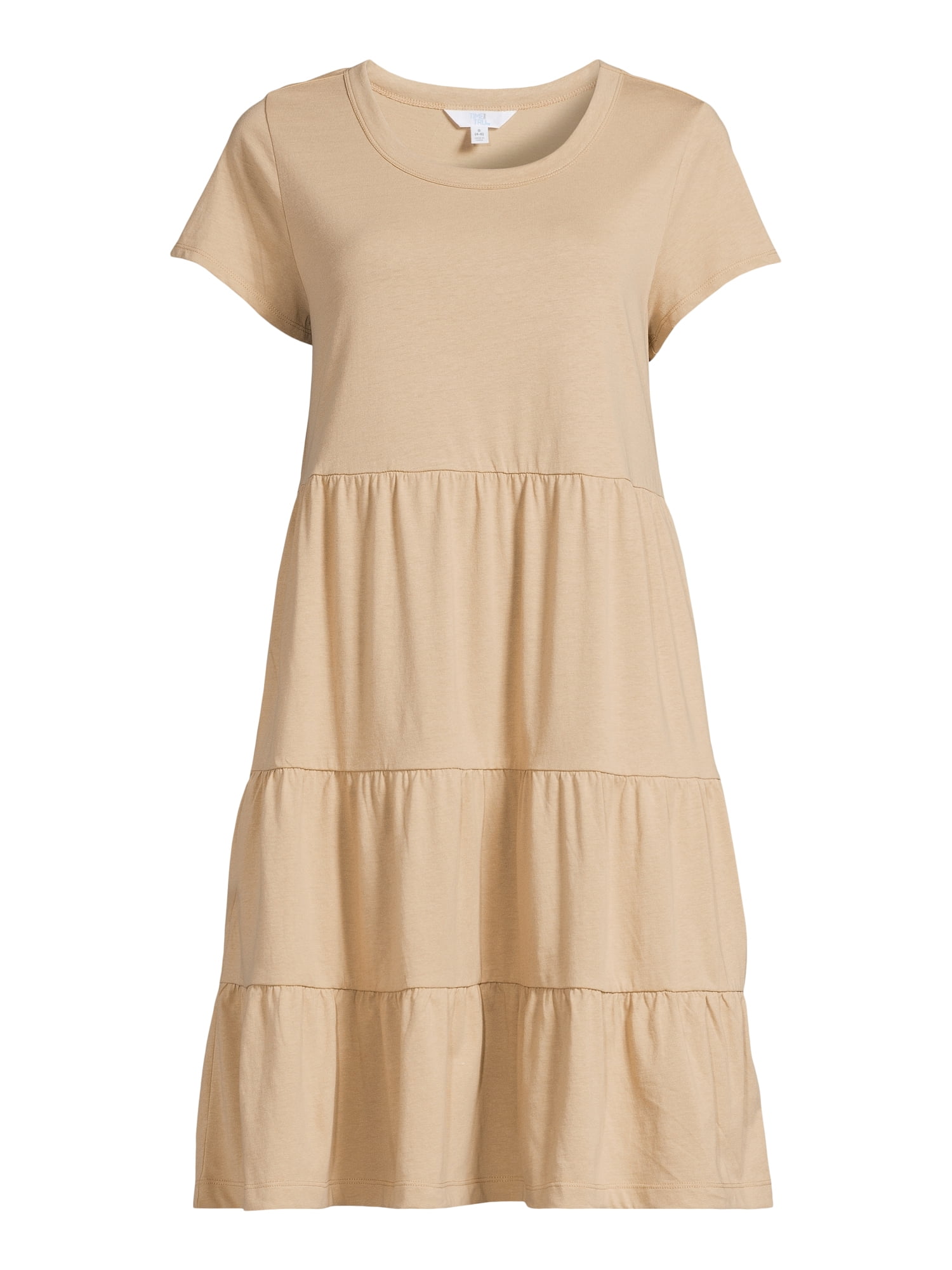 Time and Tru Women's and Women's Plus Tiered Cotton Mini Dress, Sizes XS-4X  - Walmart.com