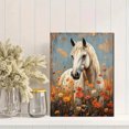 thumbnail image 2 of Qisvanset Framed Canvas Wall Art 12x16 Inch Wildflower Meadow White Horse Farmhouse Art, 2 of 5