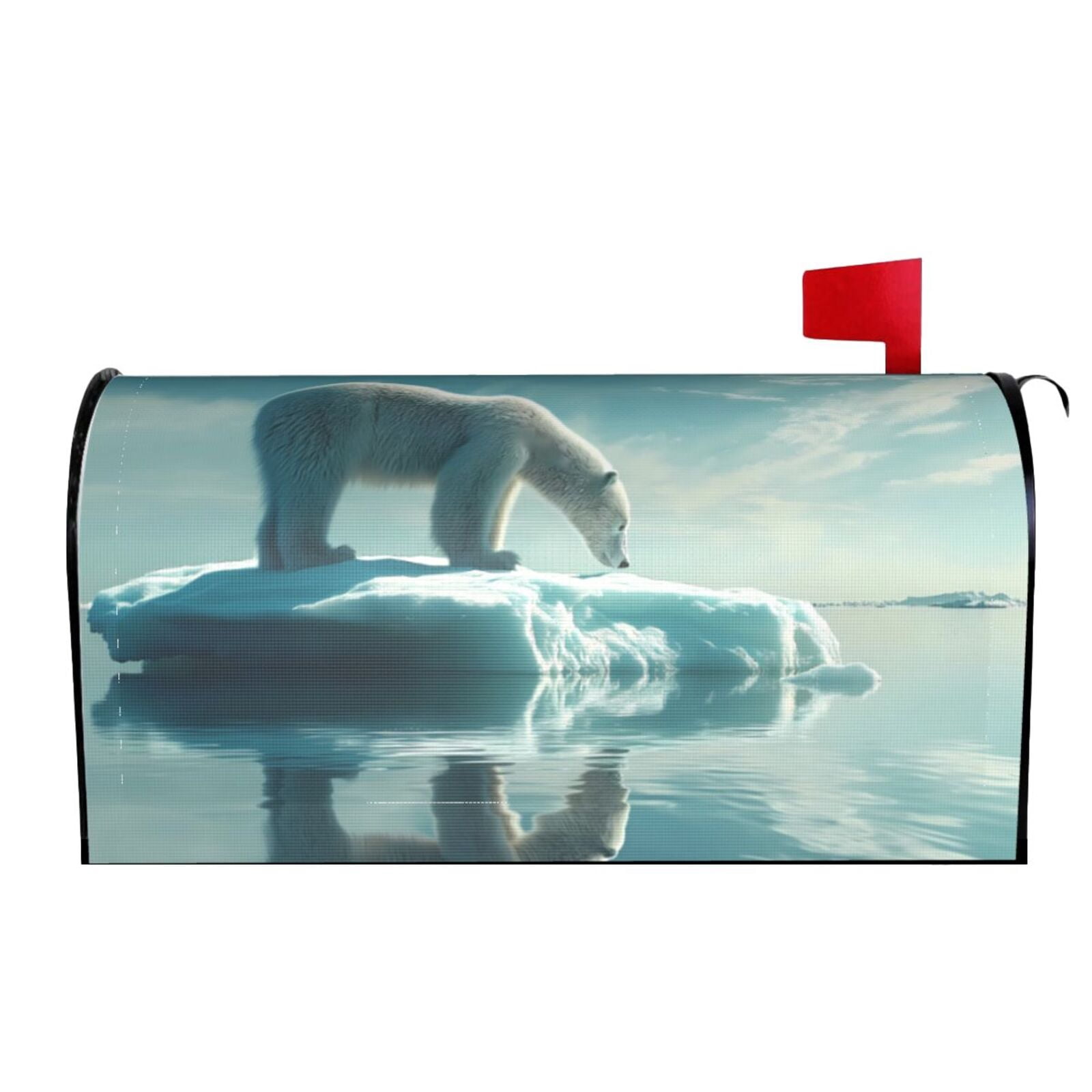 Picia Polar Bear On Iceberg Magnetic Mailbox Cover Standard Size-25.5x21 in