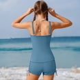 thumbnail image 4 of YOUYEDIAN Girls Tankini Swimsuit 2 Piece Bathing Suits for Girls Square Collar Swim Tank Top and Drawstring Bottoms (Blue, 9-10 Years), 4 of 8