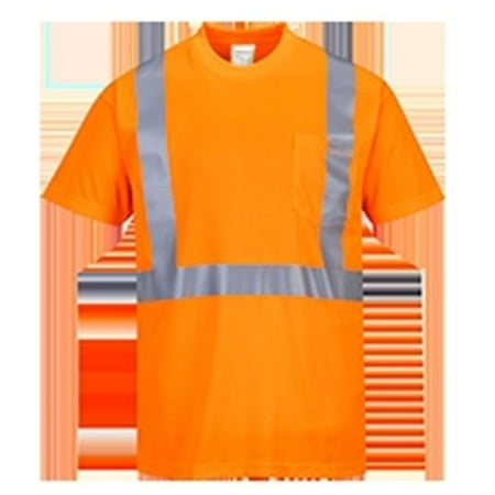 S190 Medium Hi-Visibility Pocket T-Shirt, Orange - Regular