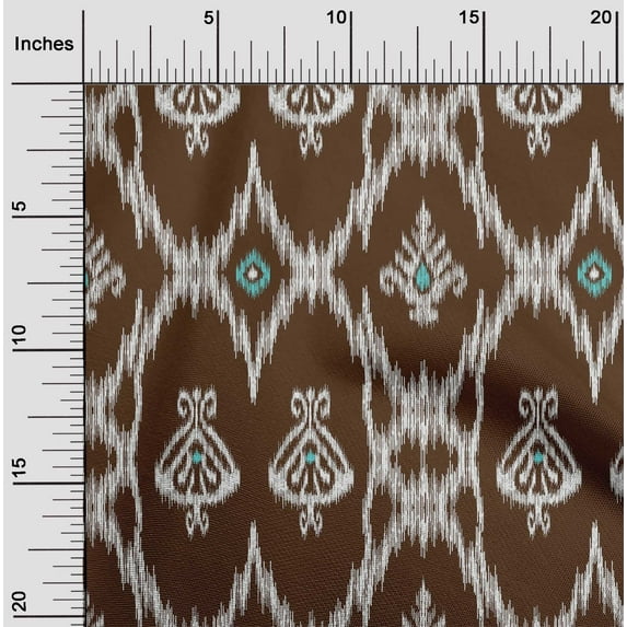 oneOone Organic Cotton Poplin Twill Fabric Geometric Ikat Printed Fabric 1 Yard 42 Inch Wide