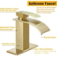 thumbnail image 6 of BESy Black Waterfall Spout Bathroom Faucet, Single Hole 1 Hole 3 Holes Single Handle Bathroom Sink Faucet, Rv Vanity Faucet with 6 Inch Deck Plate, cUPC Waterlines, Matte Black, 6 of 14