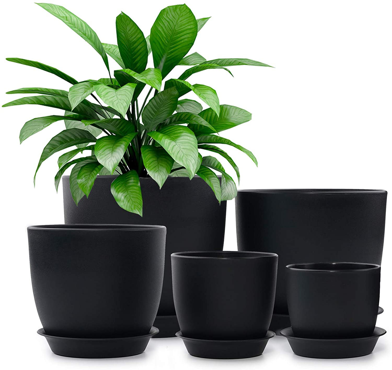 6 X 12 Litre Plant Pots Strong Plastic Black Flower Pot L LT High Quality