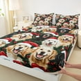 thumbnail image 3 of Manfei Lovely Golden Retriever Twin Sheet Sets,Merry Christmas Twin Fitted Sheet,Pet Animal Red Xmas Hat Flat Sheet For Boys Girls,Luxury Bedroom Decor,3pcs, 3 of 7