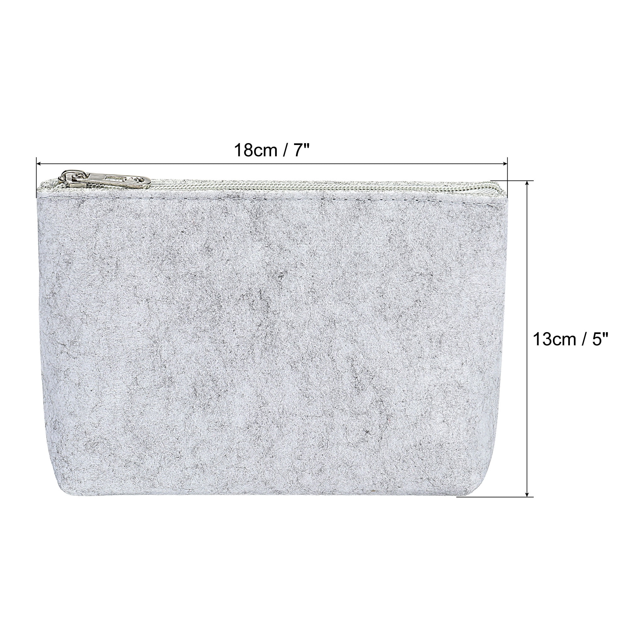 Unique Bargains Zipper Felt Pencil Stationery Storage Pouch Light Gray