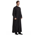 thumbnail image 4 of BSDJILFG Mens Long Robes Half Zip Up Long Sleeve Sun Protection Slim Fit Linen Breathable Maxi Nightgowns for Mid-East Tradition, 4 of 9