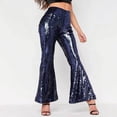 thumbnail image 2 of Jxximdong Pants for Women Women's Sexy Sequined Shiny High Waist Stretch Flare Pants Nightclub Trousers Blue L Trousers, 2 of 8