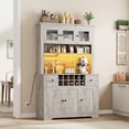 thumbnail image 5 of COZONY 68.7" Farmhouse Coffee Bar Cabinet with LED Light and Power Outlet, Kitchen Hutch with Drawers, Wine Rack for Dining Room, Living Room,Gray, 5 of 7