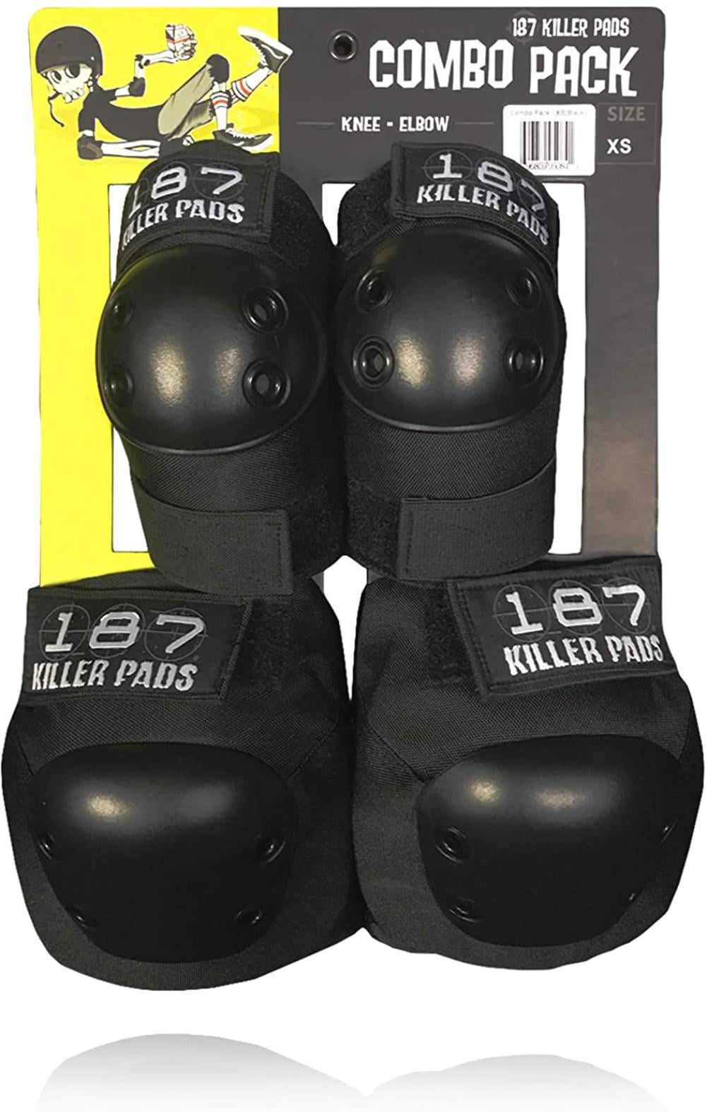 187 Killer Pads Knee Pads, Elbow Pads Combo Pack, Black, X- Small 