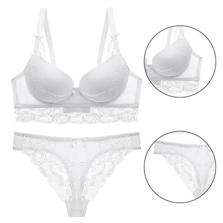 

Underwear for Women Set Bra And Panty Fashionable Woman S Lace Bra Brassieres Steel Ring Bra Set Ladies Lace Bra Underwear Set White