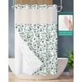 thumbnail image 2 of No Hook Shower Curtain with Snap in Liner, Watercolor Eucalyptus Leaves Hotel Shower Curtains for Bathroom, Washable Shower Curtain Liner Set with Mesh Top Window, 54"x78", 2 of 6