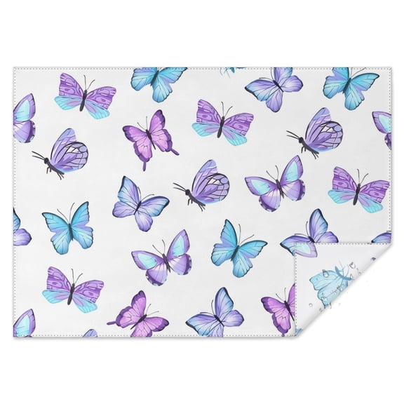 Purple Blue Butterfly Pattern Rectangle Tablecloth 60"x84",Waterproof Polyester Rectangle Table Cloth, Wipeable Spillproof Polyester Tablecloth for Dining, Camping, Indoor and Outdoor
