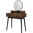 thumbnail image 6 of Vanity Set with Touch Screen Lighted Mirror, Makeup Table with Cushioned Stool, 4 Drawers, Rustic Brown and Black, 6 of 6