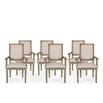 GDF Studio Ashlyn French Country Fabric Upholstered Wood Dining Chairs, Set of 6, Beige and Natural
