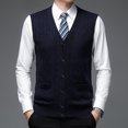 thumbnail image 5 of Suéter con patrón de Argyle para hombre, cárdigan de lana sin mangas, informal, con botones y cuello en V, chaleco de punto, 2021, 5 of 5