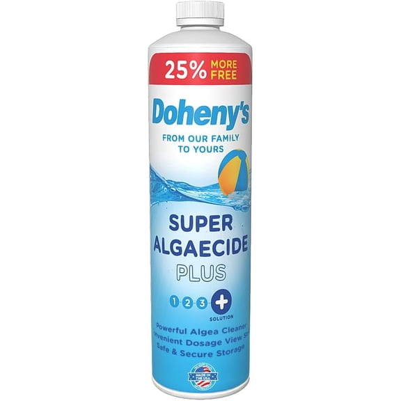 Doheny’s Super Algaecide Plus Pool Algaecide, 7.1% Chelated Copper Formula, Effective Against Most Algae Types, Non-Foaming No-Clouding Treatment, Safe to Swim After Use, 40 oz Bottle