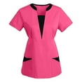 thumbnail image 1 of T-shirts pour Femmes, Chemise à Manches Courtes, Décontractée, Col en V, pour Sortir, Rose Vif m, 1 of 3