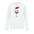 thumbnail image 6 of Women Wine Glass Sweatshirt Merry Christmas Clothing Christmas Hat Shirts Round Neck Pullover Festival Sweatshirt Fashion Outfits Fall Winter Garments, 6 of 6