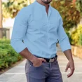 thumbnail image 4 of Camisa Slim Fit Hombre Manga Larga Casual Cuello Mao Lisa, 4 of 4